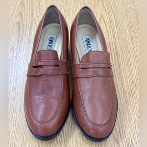 Prima Royale Women’s Classic Brown Chunky Heel Leather Loafers Size 8.5 Preppy